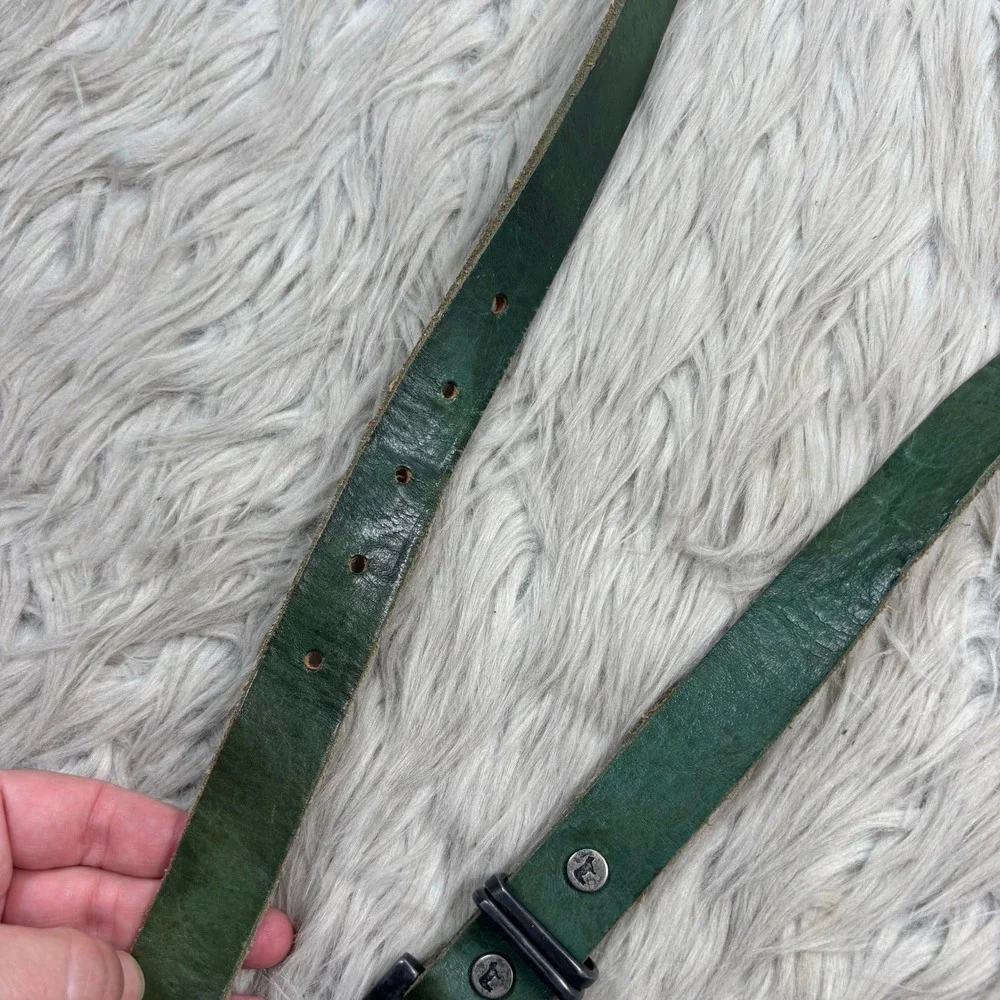 Will Leather Goods Women's L Green Leather Waist Belt Artsy Boho Artsy